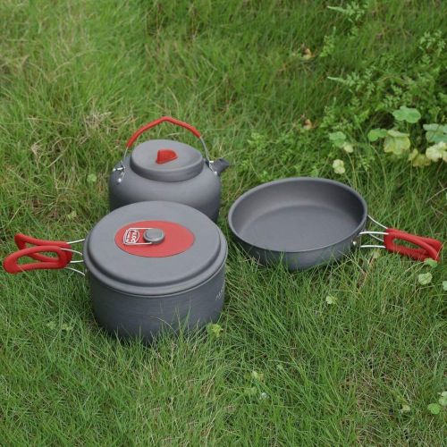  Monllack Non-Stick Aluminum Camping Cookware ALOCS Ultralight Outdoor Cooking Picnic Kettle Dishcloth for 2-3 People