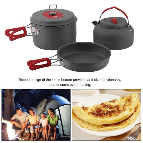  Monllack Non-Stick Aluminum Camping Cookware ALOCS Ultralight Outdoor Cooking Picnic Kettle Dishcloth for 2-3 People