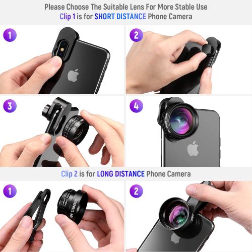  Monnadi iPhone Camera Lens, SLR Level 4 in 1 HD iPhone Lens Kit, 3.0X Zoom Telephoto Lens, 20X Macro Lens, 120°Wide Angle Lens, 238°Fisheye Lens for iPhone X877 Plus6s6s Plus65 & Sa