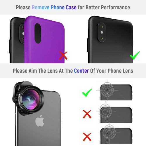  Monnadi iPhone Camera Lens, SLR Level 4 in 1 HD iPhone Lens Kit, 3.0X Zoom Telephoto Lens, 20X Macro Lens, 120°Wide Angle Lens, 238°Fisheye Lens for iPhone X877 Plus6s6s Plus65 & Sa