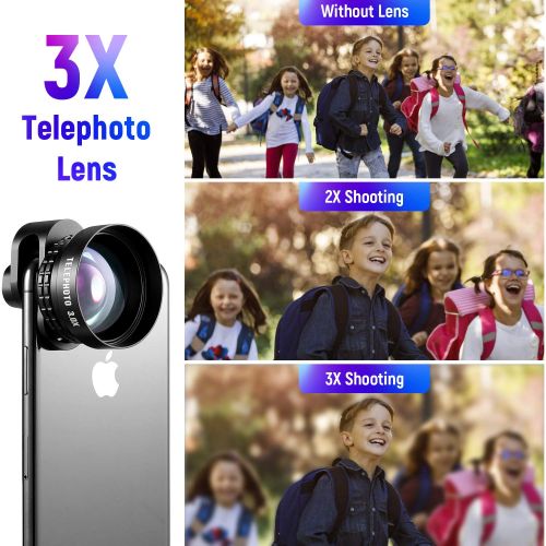  Monnadi iPhone Camera Lens, SLR Level 4 in 1 HD iPhone Lens Kit, 3.0X Zoom Telephoto Lens, 20X Macro Lens, 120°Wide Angle Lens, 238°Fisheye Lens for iPhone X877 Plus6s6s Plus65 & Sa