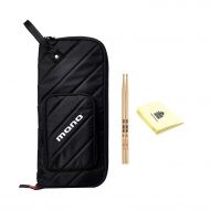 Mono M80-ST-BLK-U Drumstick Case in Black with Zildjian Vic Firth American Classic 5A Drum Sticks and Custom Designed Instrument Cloth