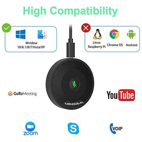  [아마존베스트]MonoDeal USB Conference Microphone Microphone for PC Video Conference Recording Skype Online Class Games Zoom Plug & Play Compatible with Mac OS X Windows PC