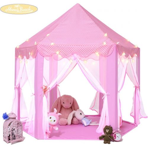  [아마존베스트]Monobeach Princess Tent Girls Large Playhouse Kids Castle Play Tent with Star Lights Toy for Children Indoor and Outdoor Games, 55 x 53 (DxH)