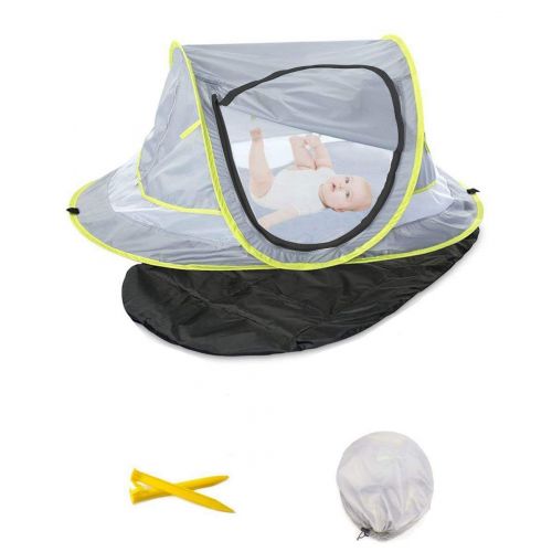  Monocho Baby Pop-up Beach Tent with Sleeping Pad and Mosquito Net, UPF 50+ Travel Bed for Newborn, Insfant, 2 Pegs + 1 Portable Bag (B)