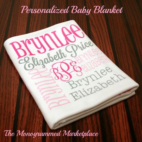  Monogrammarketplace Personalized Baby Blanket Monogrammed Baby Blanket Name Blanket Receiving Blanket Baby Shower Gift Photo Prop Birth Announcement
