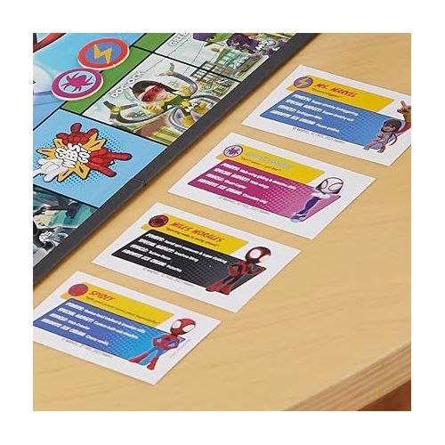 모노폴리 Hasbro Gaming Monopoly Junior: Marvel Spidey and His Amazing Friends Edition Board Game for Kids Ages 5+, with Artwork from The Animated Series, Kids Board Games