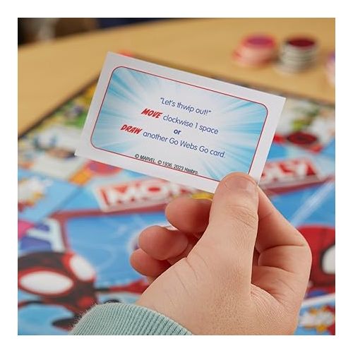 모노폴리 Hasbro Gaming Monopoly Junior: Marvel Spidey and His Amazing Friends Edition Board Game for Kids Ages 5+, with Artwork from The Animated Series, Kids Board Games