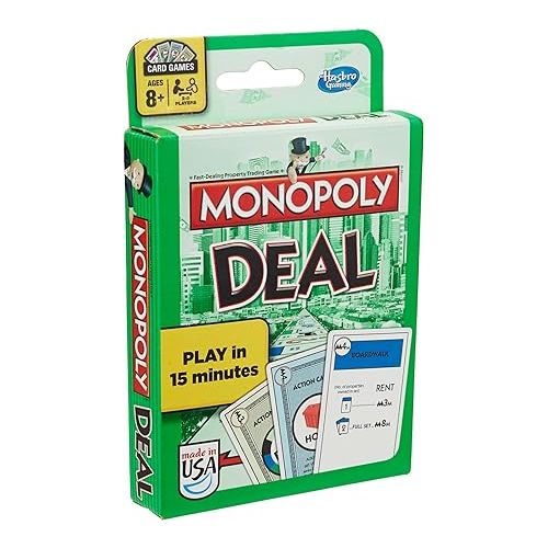 모노폴리 Hasbro Gaming Monopoly Deal Card Game, Quick-Playing Card Game for 2-5 Players, Game for Families and Kids, Ages 8 and Up (Amazon Exclusive)