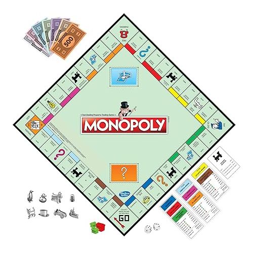 모노폴리 Monopoly Game, Family Board Games for 2 to 6 Players & Kids Ages 8 and Up, Includes 8 Tokens (Token Vote Edition)