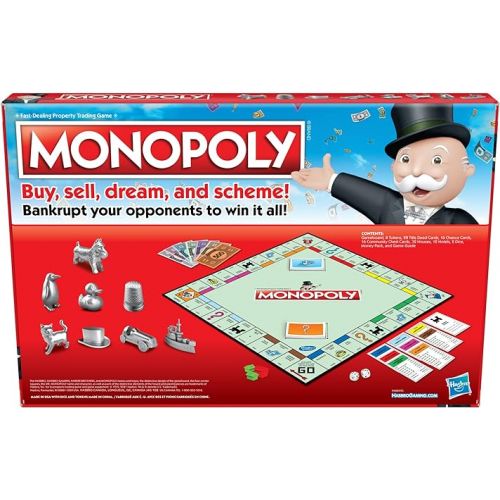 모노폴리 Monopoly Game, Family Board Games for 2 to 6 Players & Kids Ages 8 and Up, Includes 8 Tokens (Token Vote Edition)