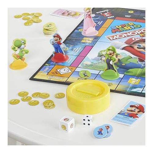 모노폴리 Monopoly Junior Super Mario Edition Board Game, Fun Kids' Ages 5 and Up, Explore The Mushroom Kingdom as Mario, Peach, Yoshi, or Luigi (Amazon Exclusive)