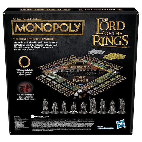 모노폴리 Hasbro Gaming Monopoly: The Lord of The Rings Edition Board Game Inspired by The Movie Trilogy, Play as a Member of The Fellowship, Ages 8 and Up (Amazon Exclusive)