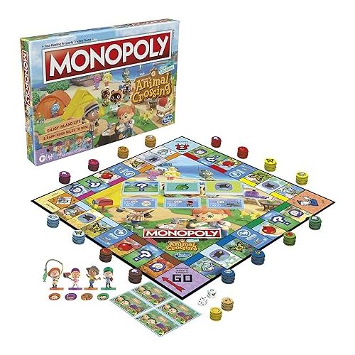 모노폴리 Monopoly Animal Crossing New Horizons Edition Board Game for Kids Ages 8 and Up, Fun Game to Play for 2-4 Players