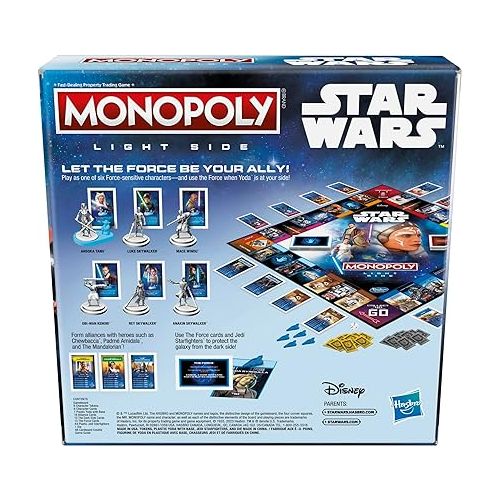 모노폴리 Monopoly Hasbro Gaming Star Wars Light Side Edition Board Game for Families and Kids Ages 8 and Up, Star Wars Jedi Game for 2-6 Players