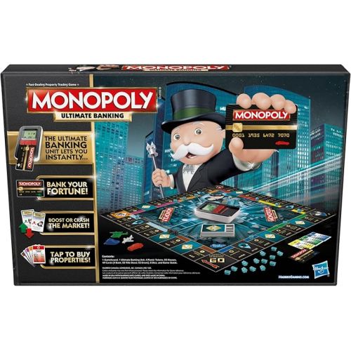 모노폴리 Hasbro Gaming Monopoly Ultimate Banking Edition Board Game for Families and Kids Ages 8 and Up, Electronic Banking Unit (Amazon Exclusive)