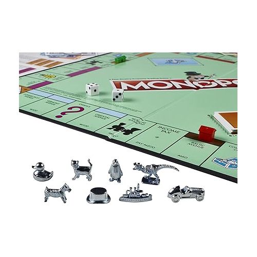 모노폴리 Monopoly Game, Family Board Game for 2 to 6 Players, Monopoly Board Game for Kids Ages 8 and Up, Includes Fan Vote Community Chest Cards