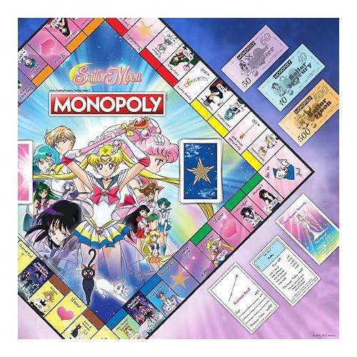 모노폴리 Monopoly Sailor Moon Board Game | Based on The Popular Anime TV Show | Custom Tokens, Money and Game Board | Officially Licensed Merchandise