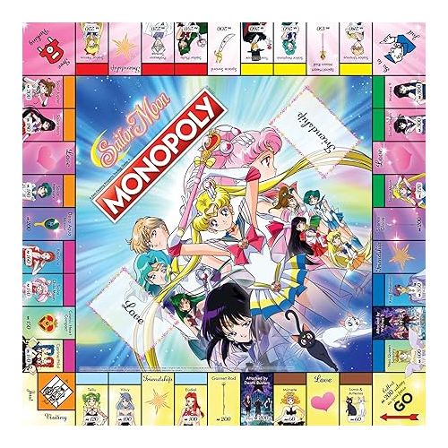 모노폴리 Monopoly Sailor Moon Board Game | Based on The Popular Anime TV Show | Custom Tokens, Money and Game Board | Officially Licensed Merchandise