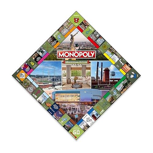 모노폴리 MONOPOLY Board Game - Birmingham Edition: 2-6 Players Family Board Games for Kids and Adults, Board Games for Kids 8 and up, for Kids and Adults, Ideal for Game Night