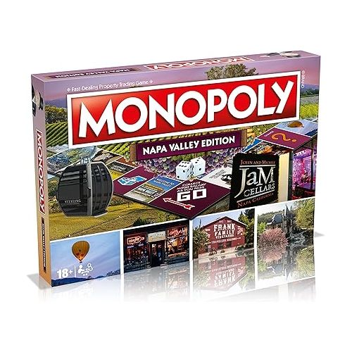 모노폴리 MONOPOLY Board Game - Napa Valley Edition: 2-6 Players Family Board Games for Kids and Adults, Board Games for Kids 8 and up, for Kids and Adults, Ideal for Game Night