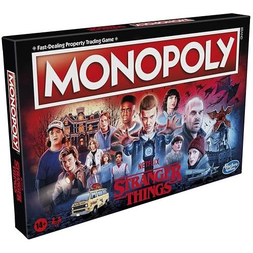 모노폴리 MONOPOLY: Netflix Stranger Things Edition Board Game for Adults and Teens Ages 14+, Game for 2-6 Players, Inspired by Stranger Things Season 4, Multicolor