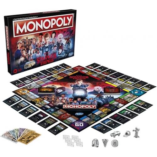 모노폴리 MONOPOLY: Netflix Stranger Things Edition Board Game for Adults and Teens Ages 14+, Game for 2-6 Players, Inspired by Stranger Things Season 4, Multicolor