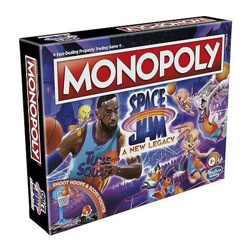 모노폴리 Monopoly: Space Jam A New Legacy Edition Family Board Game, Strategy Game, Kids Ages 8 and Up, Lebron James Space Jam Game, Shoot Hoops