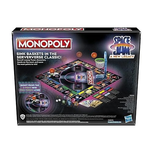 모노폴리 Monopoly: Space Jam A New Legacy Edition Family Board Game, Strategy Game, Kids Ages 8 and Up, Lebron James Space Jam Game, Shoot Hoops