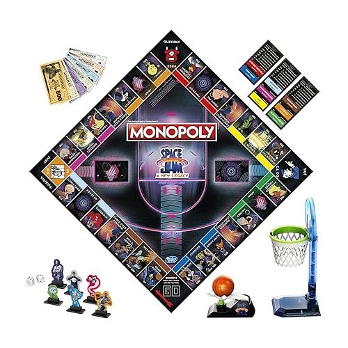 모노폴리 Monopoly: Space Jam A New Legacy Edition Family Board Game, Strategy Game, Kids Ages 8 and Up, Lebron James Space Jam Game, Shoot Hoops