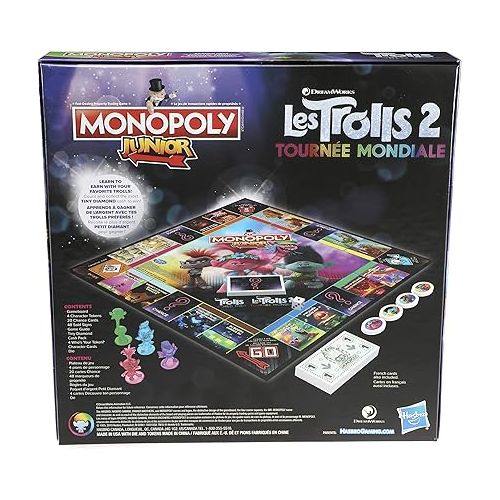 모노폴리 Monopoly Junior: DreamWorks Trolls World Tour Edition Board Game for Kids Ages 5 and Up