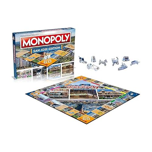 모노폴리 MONOPOLY Board Game - San Jose Edition: 2-6 Players Family Board Games for Kids and Adults, Board Games for Kids 8 and up, for Kids and Adults, Ideal for Game Night