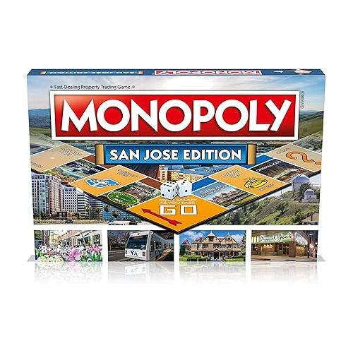 모노폴리 MONOPOLY Board Game - San Jose Edition: 2-6 Players Family Board Games for Kids and Adults, Board Games for Kids 8 and up, for Kids and Adults, Ideal for Game Night