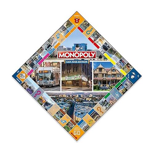 모노폴리 MONOPOLY Board Game - San Jose Edition: 2-6 Players Family Board Games for Kids and Adults, Board Games for Kids 8 and up, for Kids and Adults, Ideal for Game Night