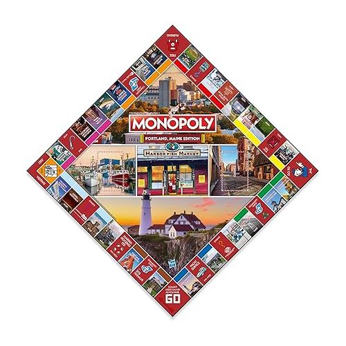 모노폴리 MONOPOLY Board Game - Portland ME Edition: 2-6 Players Family Board Games for Kids and Adults, Board Games for Kids 8 and up, for Kids and Adults, Ideal for Game Night