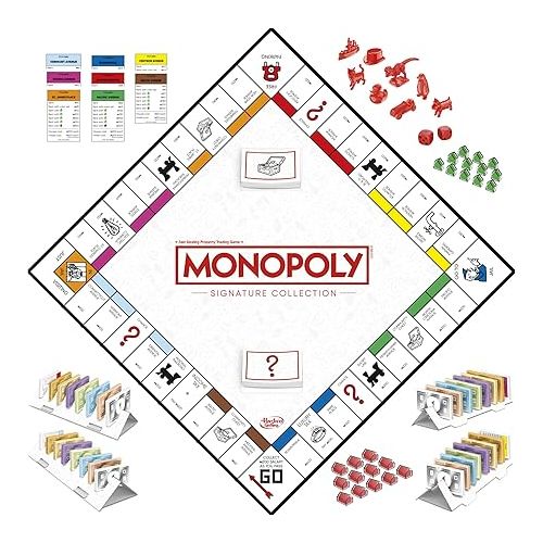 모노폴리 Monopoly Signature Collection Family Board Game for 2 to 6 Players, Premium Packaging and Components, in-Box Storage, Family Game for Ages 8+