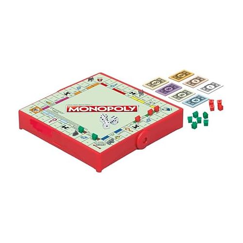 모노폴리 Monopoly Grab and Go Game for Ages 8 and Up, Travel Game for 2-4 Players