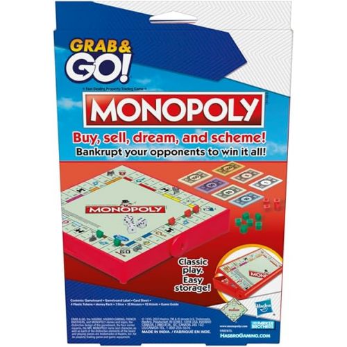 모노폴리 Monopoly Grab and Go Game for Ages 8 and Up, Travel Game for 2-4 Players