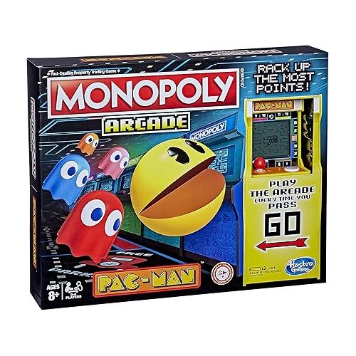 모노폴리 Monopoly Arcade Pac-Man Game Board Game for Kids Ages 8 and Up; Includes Banking and Arcade Unit