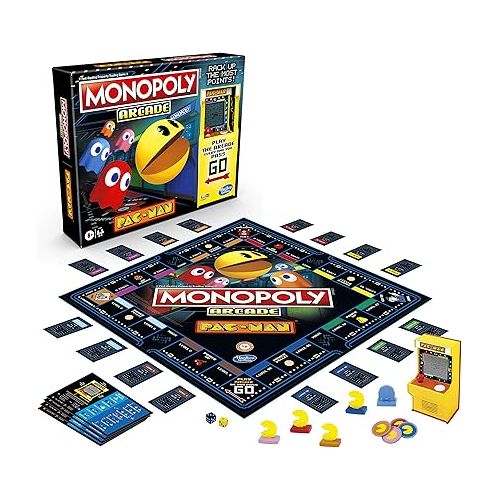 모노폴리 Monopoly Arcade Pac-Man Game Board Game for Kids Ages 8 and Up; Includes Banking and Arcade Unit