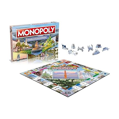 모노폴리 MONOPOLY Board Game - Charleston Edition: 2-6 Players Family Board Games for Kids and Adults, Board Games for Kids 8 and up, for Kids and Adults, Ideal for Game Night