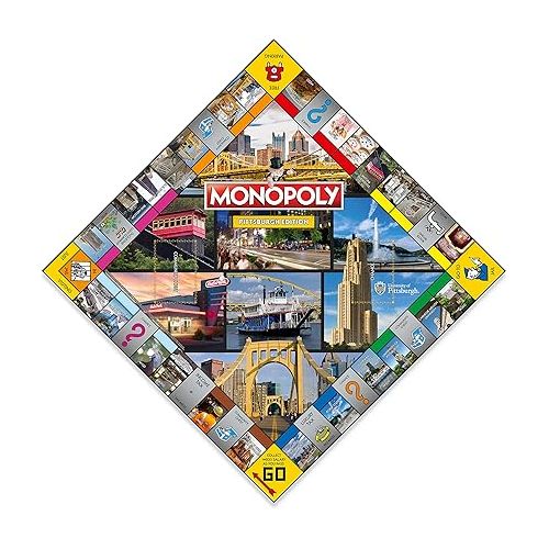 모노폴리 MONOPOLY Board Game - Pittsburgh Edition: 2-6 Players Family Board Games for Kids and Adults, Board Games for Kids 8 and up, for Kids and Adults, Ideal for Game Night