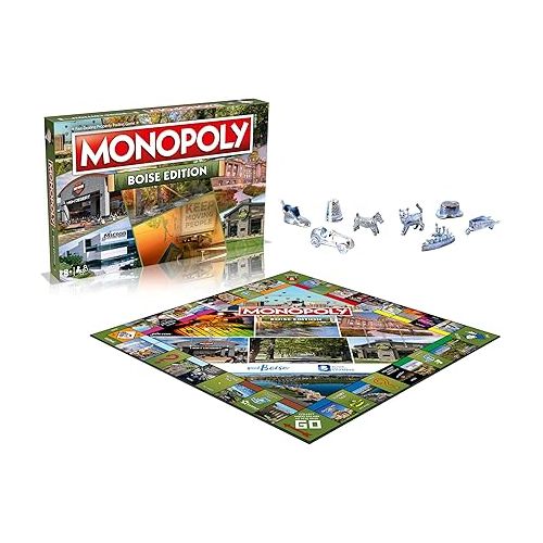 모노폴리 MONOPOLY Board Game - Boise Edition: 2-6 Players Family Board Games for Kids and Adults, Board Games for Kids 8 and up, for Kids and Adults, Ideal for Game Night