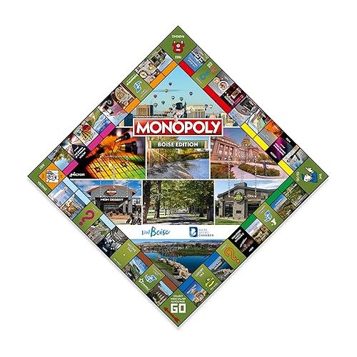 모노폴리 MONOPOLY Board Game - Boise Edition: 2-6 Players Family Board Games for Kids and Adults, Board Games for Kids 8 and up, for Kids and Adults, Ideal for Game Night