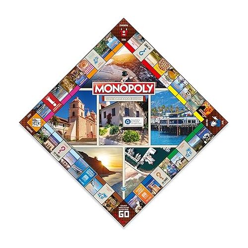 모노폴리 MONOPOLY Board Game - Santa Barbara Edition: 2-6 Players Family Board Games for Kids and Adults, Board Games for Kids 8 and up, for Kids and Adults, Ideal for Game Night