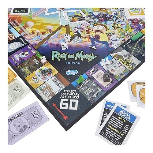 모노폴리 Hasbro Gaming Monopoly: Rick and Morty Edition Board Game, Cartoon Network Game for Families and Teens 17+, Includes Collectible Monopoly Tokens (Amazon Exclusive)