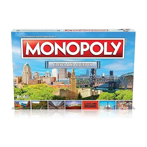 모노폴리 MONOPOLY Board Game - Cleveland Monopoly Edition: 2-6 Players Family Board Games for Kids and Adults, Board Games for Kids 8 and up, for Kids and Adults, Ideal for Game Night
