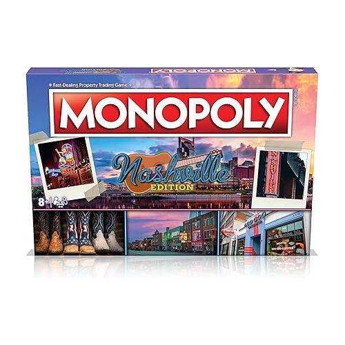 모노폴리 MONOPOLY Board Game - Nashville Edition: 2-6 Players Family Board Games for Kids and Adults, Board Games for Kids 8 and up, for Kids and Adults, Ideal for Game Night