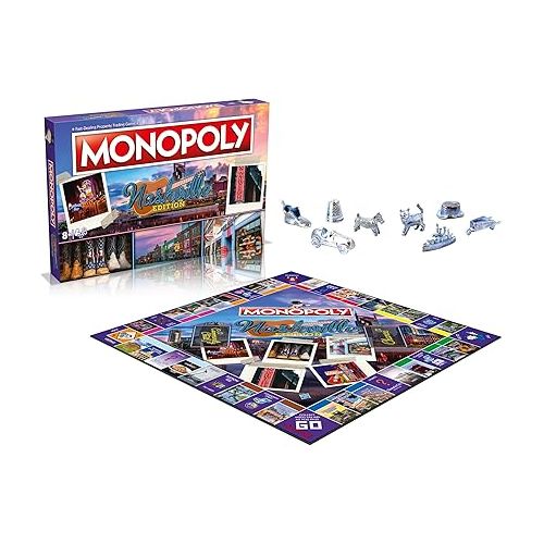 모노폴리 MONOPOLY Board Game - Nashville Edition: 2-6 Players Family Board Games for Kids and Adults, Board Games for Kids 8 and up, for Kids and Adults, Ideal for Game Night