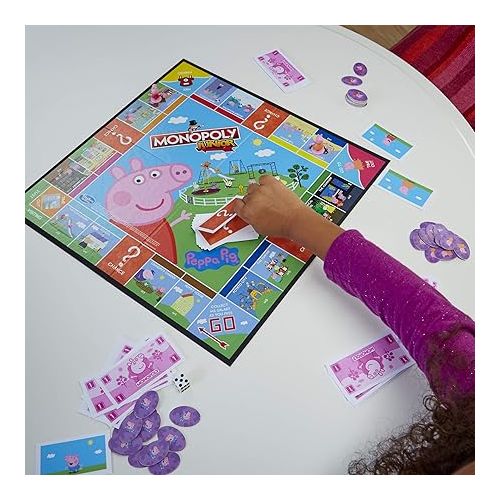 모노폴리 Hasbro Gaming Monopoly Junior: Peppa Pig Edition Board Game for 2-4 Players, Indoor Games for Kids, Peppa Pig Toys and Games, Ages 5+ (Amazon Exclusive)